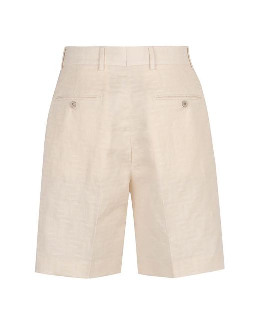 Fendi Natural Cotton And Linen Bermuda-Shorts for men
