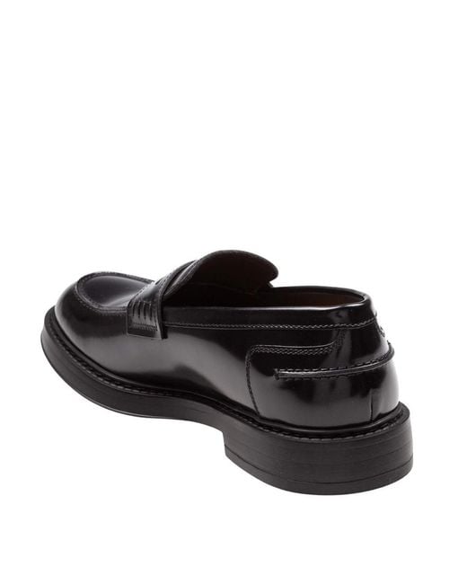 Doucal's Black Leather Loafer for men