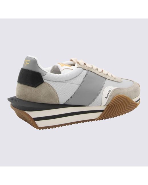 Tom Ford White Grey Leather James Sneakers for men