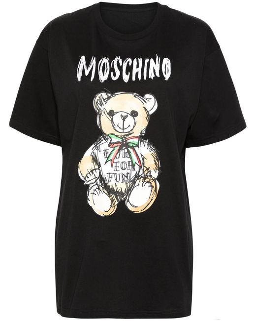 Moschino Black Teddy Bear-print Cotton T-shirt
