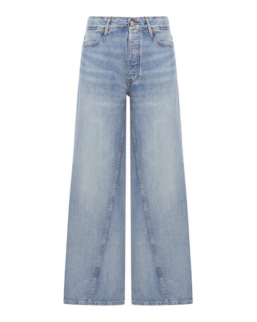 Ganni Blue Seam-detail Wide-leg Jeans