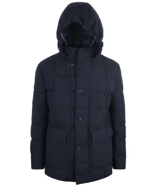 Fay Blue Canvas Down Jacket for men