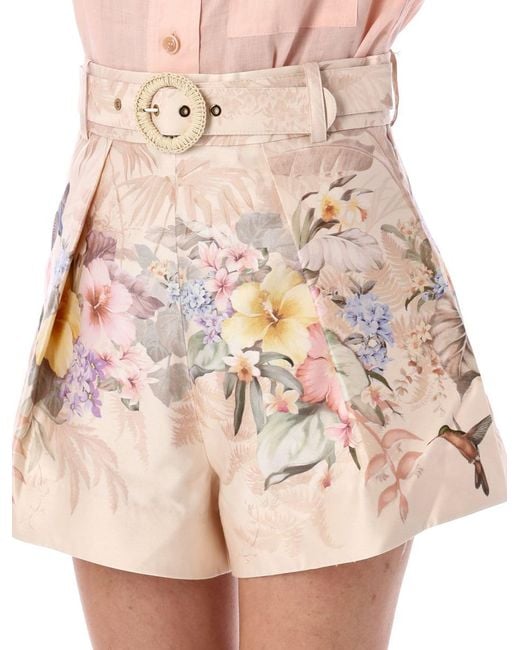 ショートパンツ ZIMMERMANN 'Illuminate Tuck' shorts Pink Zimmermann Illuminate Tuck Shorts With Floral Print in Pink
