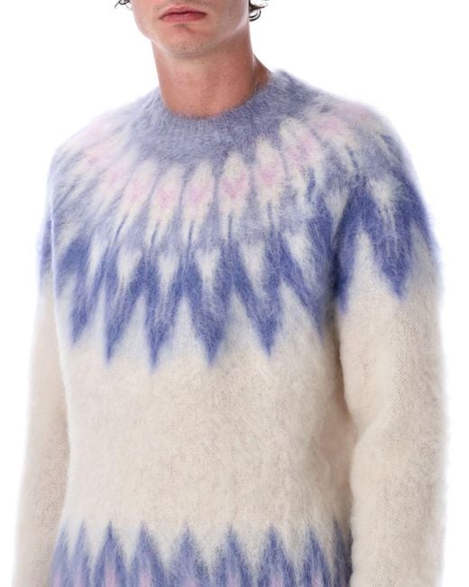 Isabel Marant Blue Nicolas Mohair Blend Sweater With Fair Isle Pattern for men