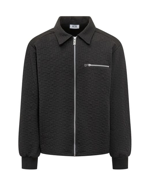 Gcds Black Jacket With Embossed Logo for men