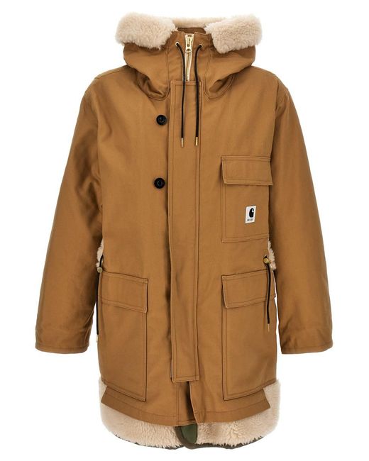 Sacai Natural X Carhartt Wip Coat Coats for men