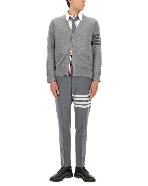 Thom Browne Gray 4-Bar" Cardigan for men