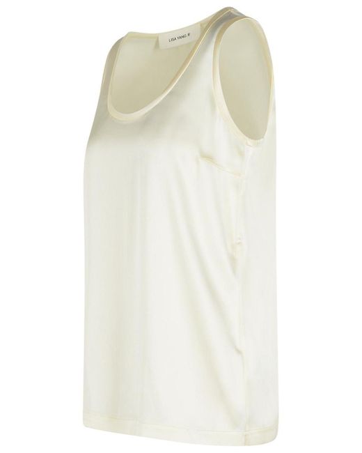 Lisa Yang Natural 'Scoop' Ivory Silk Tank Top