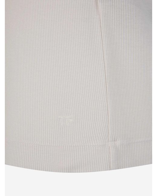 Tom Ford White Buttons Ribbed T-shirt for men