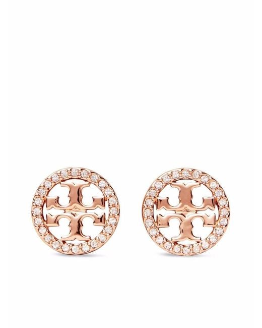 Tory Burch Brown Miller Logoed Earrings