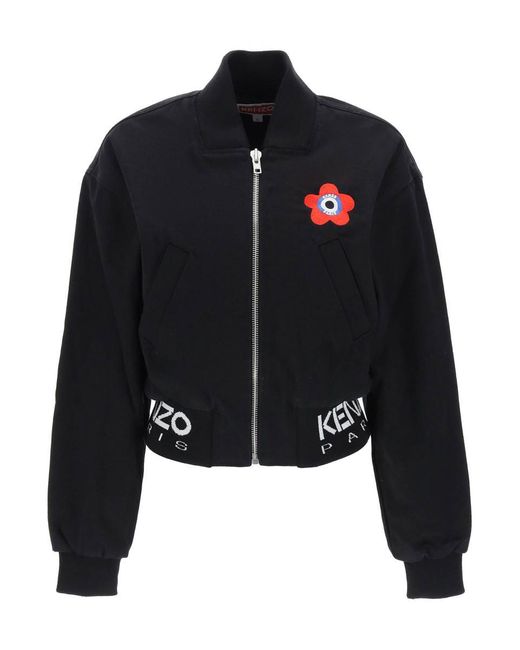 KENZO Black Target Boke Flower Zip-up Bomber Jacket