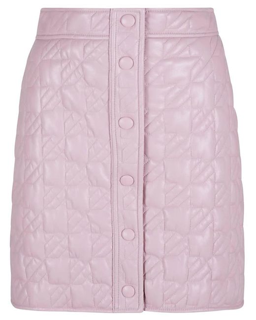 MSGM Pink Quilted Buttoned Skirt