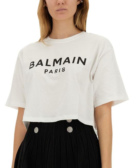 Balmain White T-Shirt With Logo