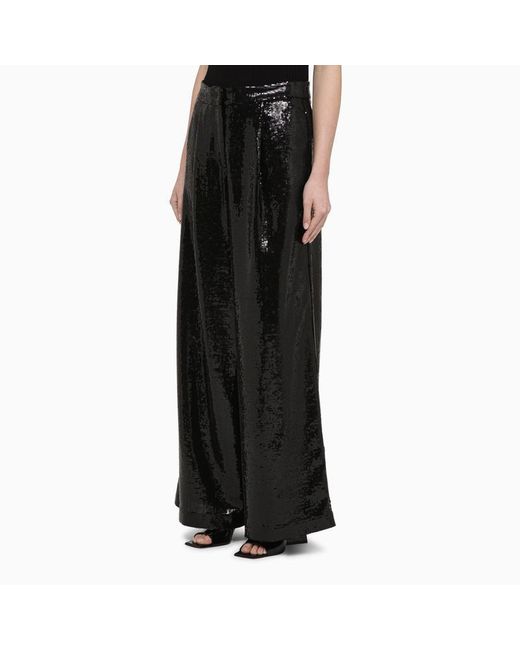 FEDERICA TOSI Black Wide Trousers With Micro Sequins