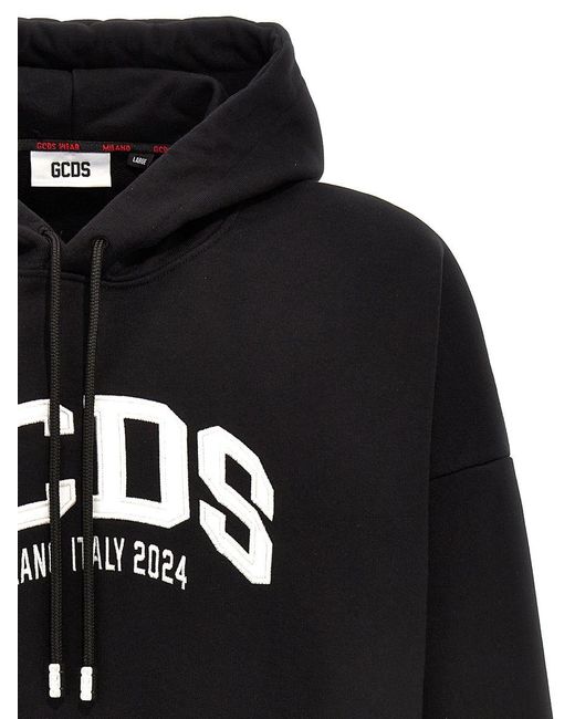 Gcds Blue Logo Embroidery Hoodie for men