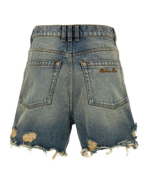 Balmain Blue Vintage Denim Shorts Bermuda, Short