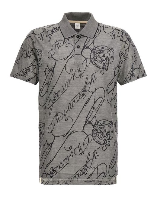 Berluti Gray 'Gradient Scritto' Polo Shirt for men