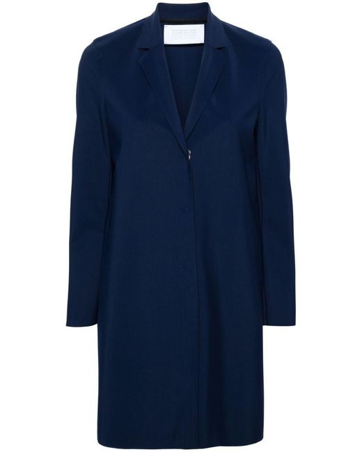 Harris Wharf London Blue Single-Breasted Scuba Jersey Coat