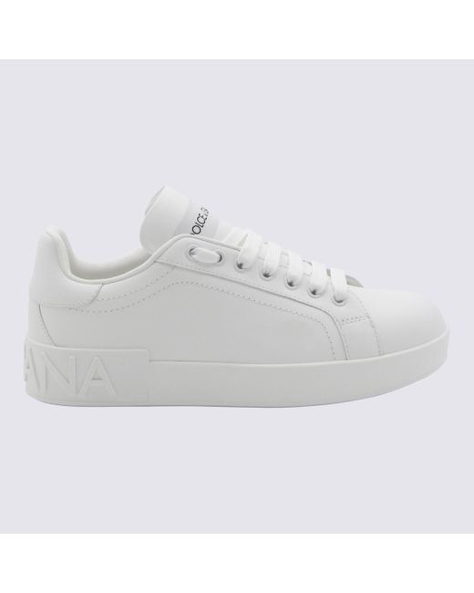 Dolce & Gabbana White Leather Portofino Sneakers