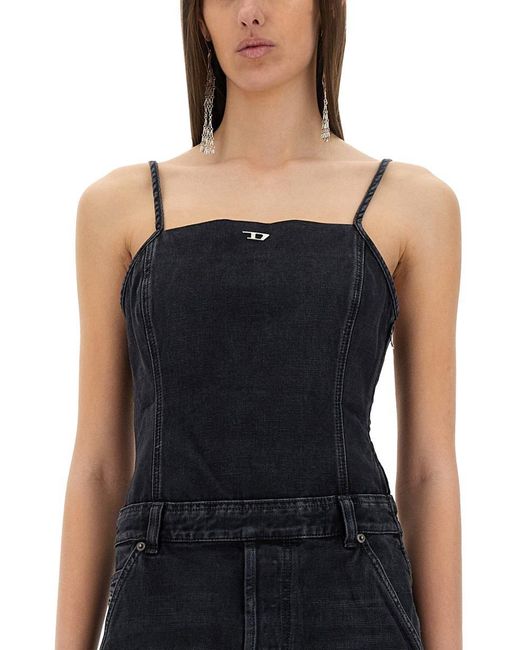 【関税&送料込】Diesel Jumpsuit With Denim Straps DIESEL Jumpsuit With Denim Straps in Black | Lyst
