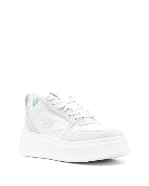 Chiara Ferragni White 55mm Patch-detail Platform Sneakers