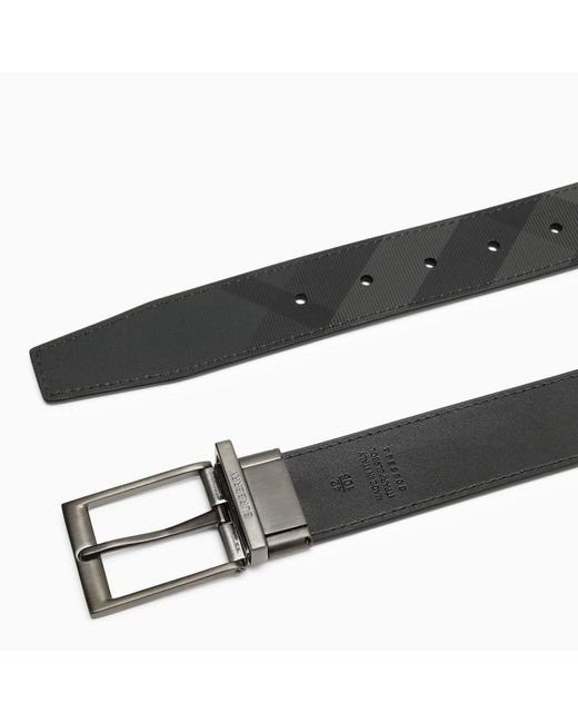Burberry Smoke Black/graphite Vintage Check Belt In Reversible Coated Canvas for men