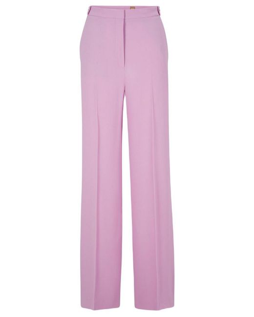 Boss Pink Regular-fit Trousers With Flared Leg