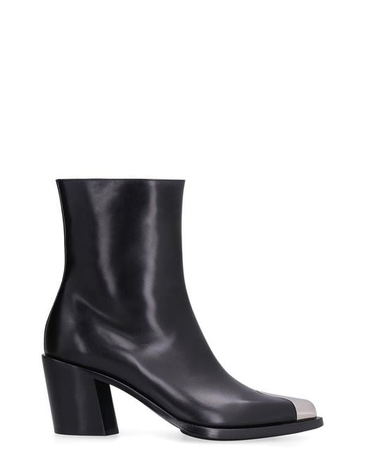 Alexander McQueen Black Punk Leather Ankle Boots