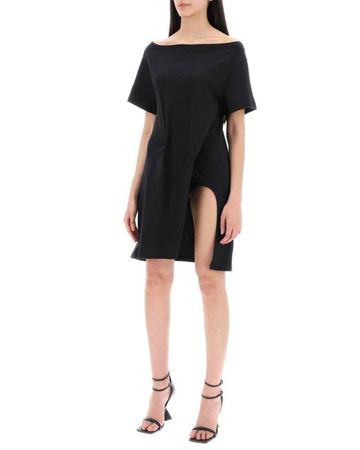 Courreges Black Twisted T-Shirt Mini Dress