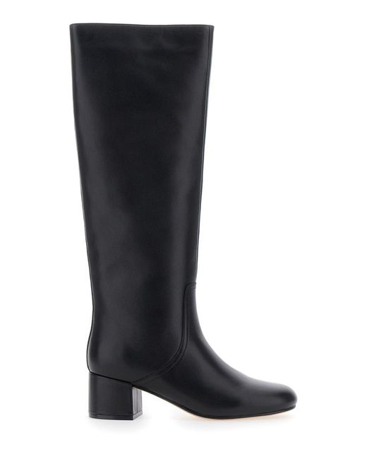 Twinset Black Knee High Boots With Round Toe