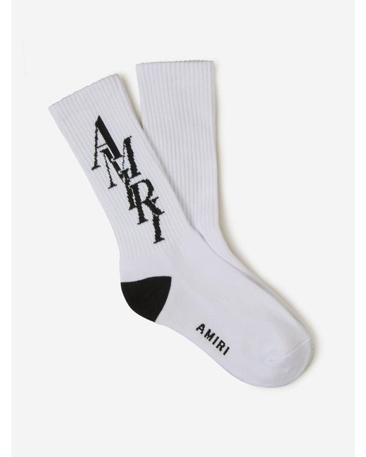 Amiri White Cotton Stack Socks for men