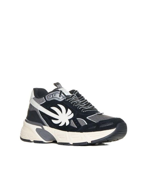 Palm Angels Blue Palm Runner Mix Materials Sneakers for men