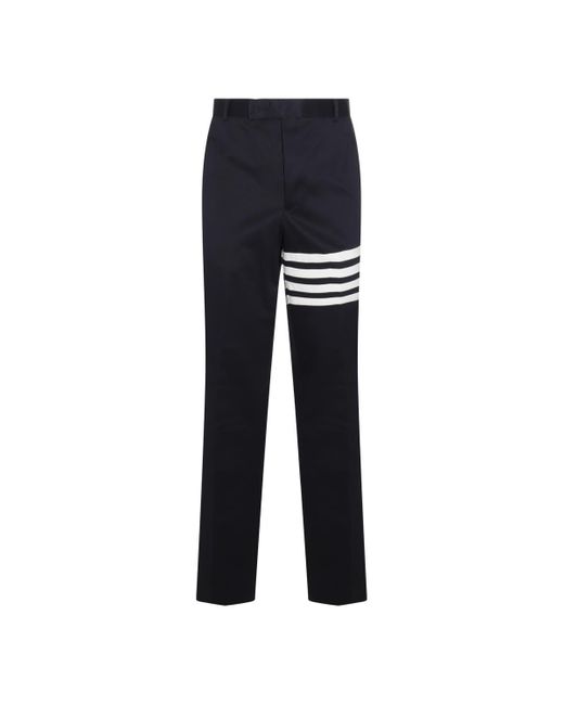 Thom Browne Black Navy Blue Cotton Pants for men