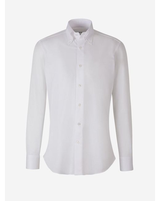 Fray White Cotton Piqué Shirt for men