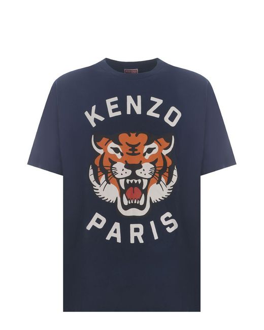 KENZO Blue T-Shirt "Lucky Tiger" for men