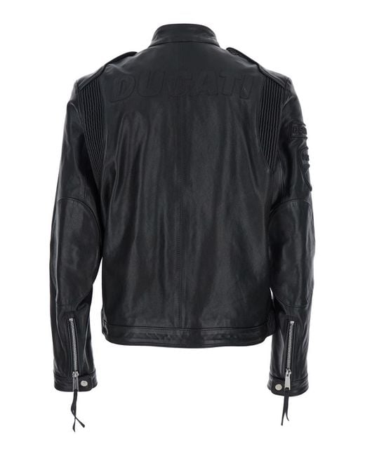 DSquared² Blue 'Ducati X D2' Jacket With Mandarin Collar And Logo Embossed On The Back for men