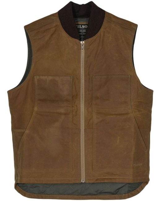 Filson Brown Tin Cloth Insulated Work Vest for men