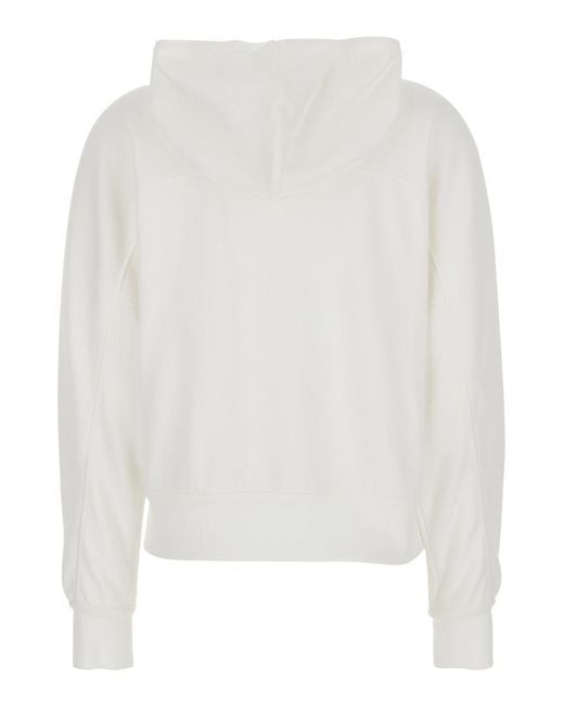 Brunello Cucinelli White Sweatshirt With Fixed Hood And Logo Patch On The Front
