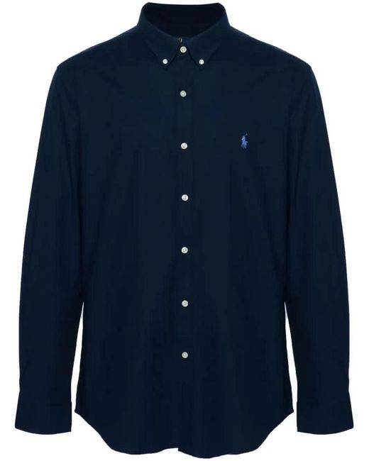Polo Ralph Lauren Blue Stretch-Cotton Shirt for men