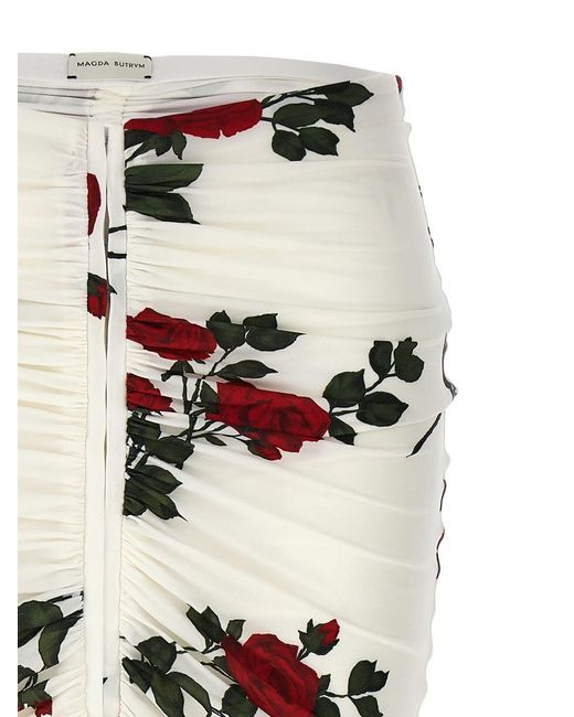 Magda Butrym White Floral Print Skirt