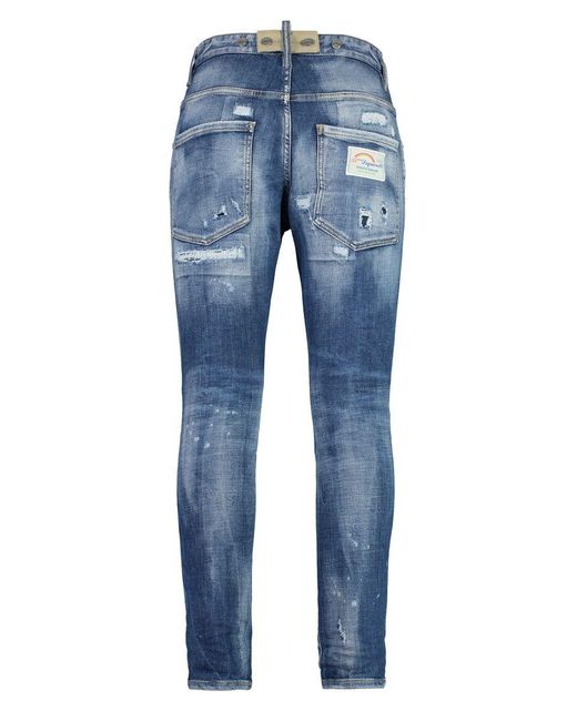 DSquared² Blue Destroyed Slim Fit Jeans for men