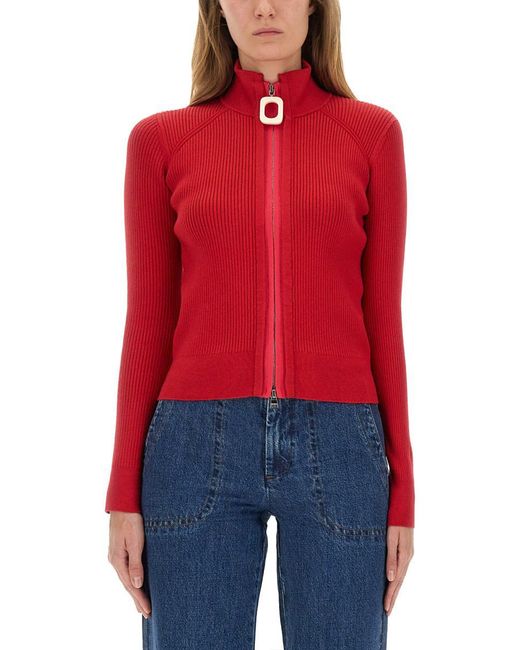 J.W. Anderson Red Fitted Cardigan With Zipper