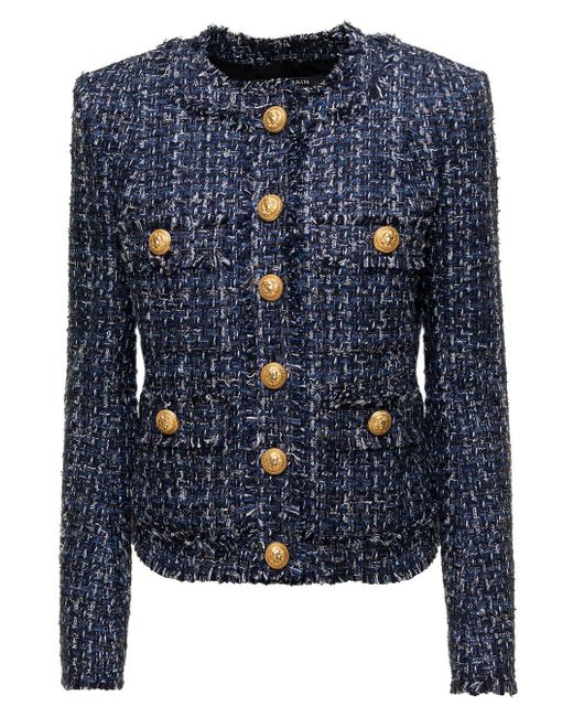 Pockets Denim Tweed Jacket 