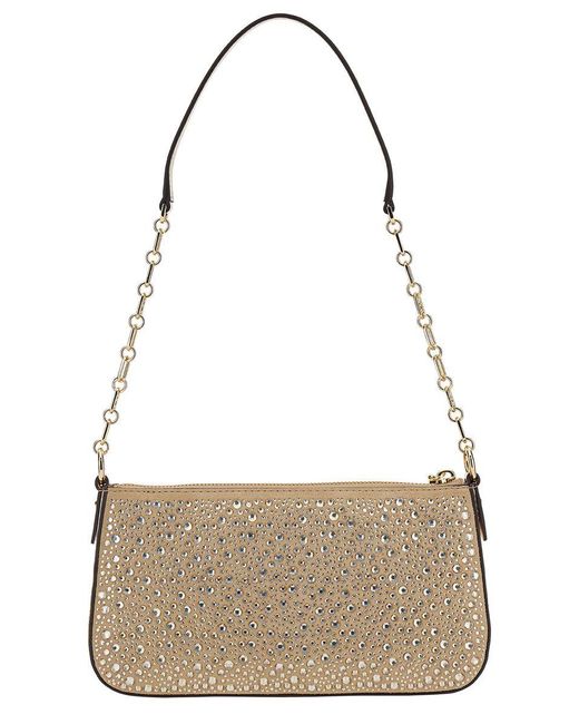 Michael Kors Gray Shoulder Bag With All-Over Rhinestone
