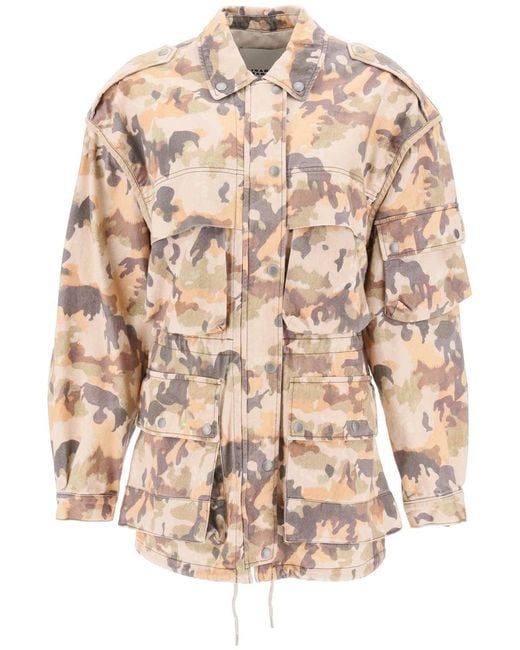 Isabel Marant Natural 'elize' Jacket In Cotton With Camouflage Pattern