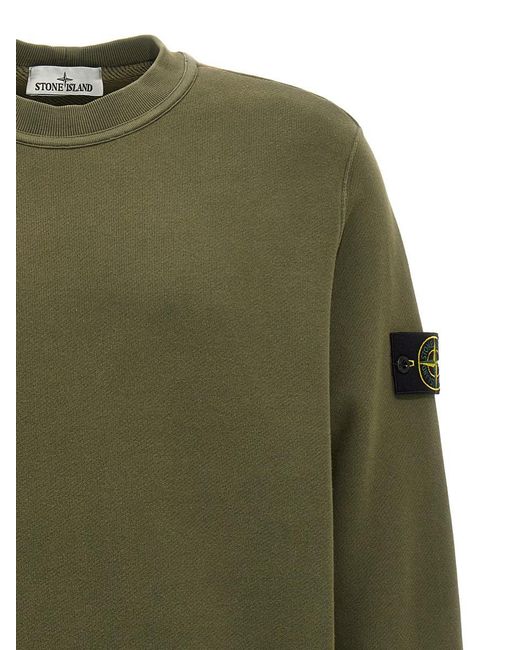 Stone Island Green Cotton Crew-Neck Logo Sweatshirt for men