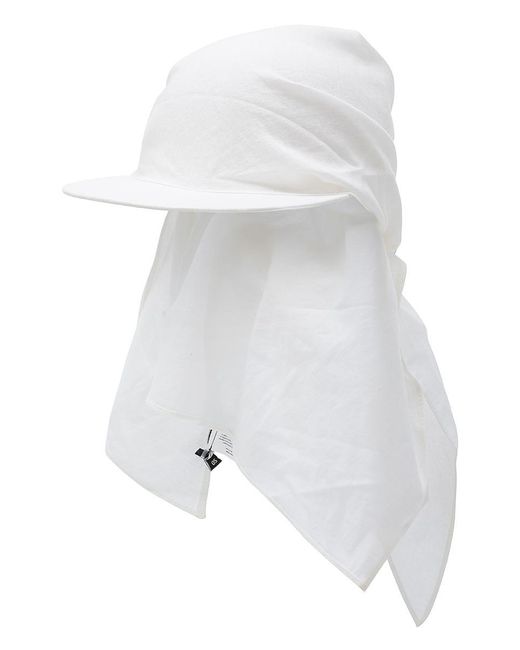 Ruslan Baginskiy White Linen Hat With Brim And Neck Flap