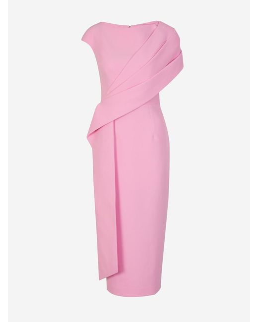 Safiyaa Pink Draped Midi Dress