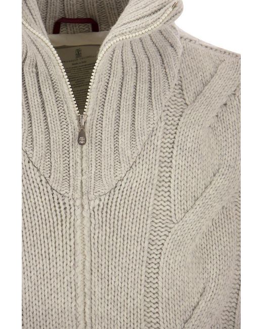 Brunello Cucinelli Natural Cashmere Knit Outerwear With Down Filling for men