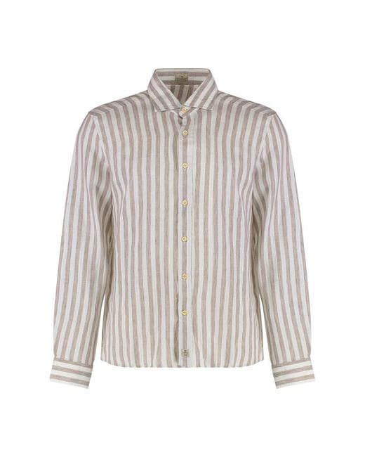 Sonrisa White Striped Linen Shirt for men